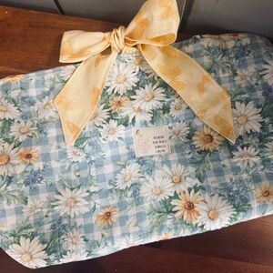 Daisy blue and yellow book sleeve with bow